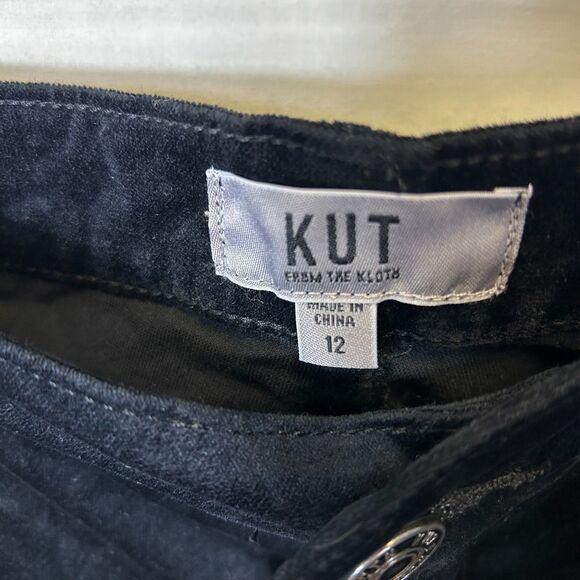 Kut From The Kloth NWT Women's Black Velvet High Rise Flare Jeans Size 12 - Picture 6 of 15